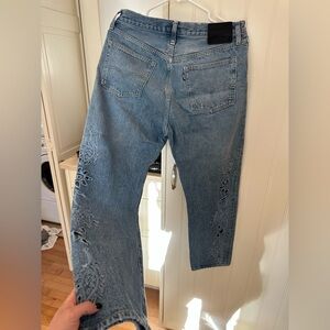 Levi's Light Blue Denim Jeans with Floral Details